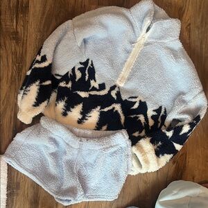 No Boundaries Blue and Black Fleece Sweater Set